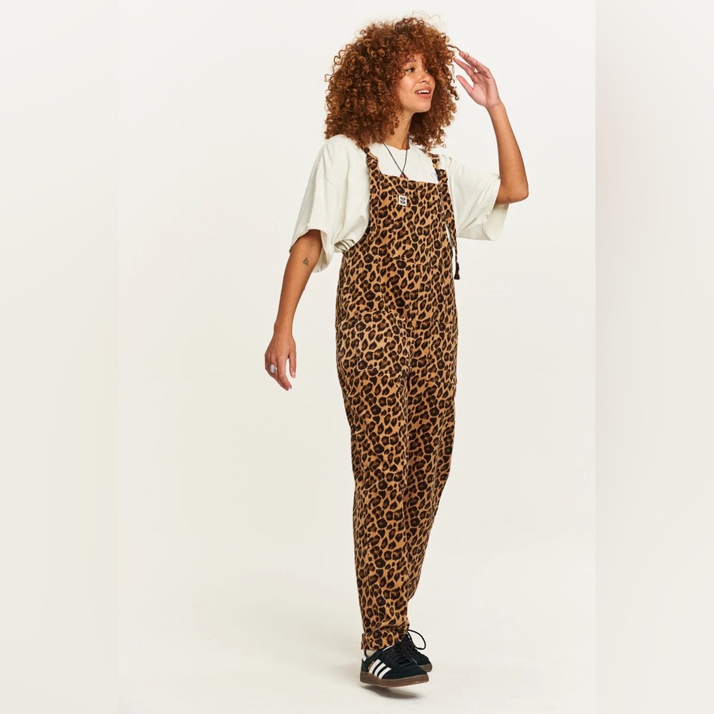 Lucy and Yak Leo leopard original dungaree organic corduroy overall US Petite 4